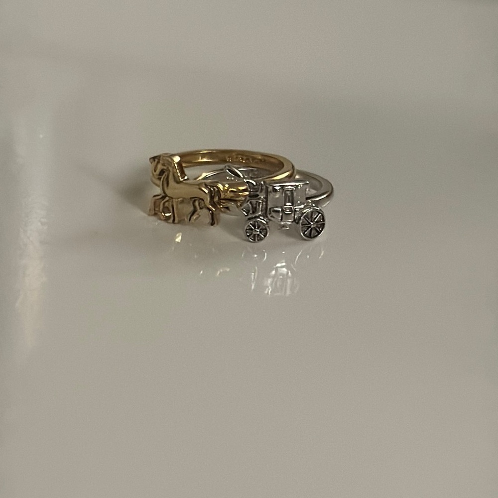 Coach Gold and Silver Horse Carriage Ring